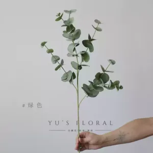 Artificial flower, Australian eucalyptus leaf, green single branch artificial flower, leaf material, indoor home decoration, photography props - green