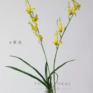 Artificial flower orchid curled orchid fake flower living room decoration decorative flower dining table silk flower floral set niche - yellow