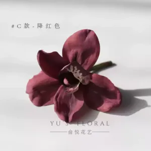 Simulated flower Cymbidium flower headdress, makeup and hair styling, handmade DIY accessories, French retro photography props - Type C-Red