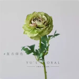 Artificial flower single-headed ranunculus peony home decoration floral photography props furnishings - retro green