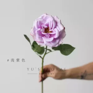 Artificial flowers, rose flowers, single artificial flowers, indoor home soft furnishings, model room decorations, photography props - light purple