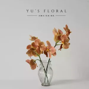 Simulated flower Vanda orchid retro color home decoration floral photography props light luxury ornaments display artificial flower device - 1 bottle + two flowers