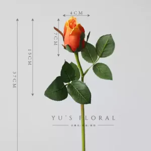 Artificial flowers, rose bones, single artificial flowers, flower arrangements, accessories, purple, interior home decoration, foreign trade - Short orange silk material