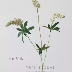 Simulated flower tail amaranth wine red three-head soft silk floral landscaping decoration home decoration wedding flower decoration - white green