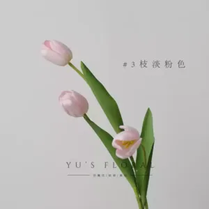 Simulated flower tulip light pink feel moisturizing home vase flower arrangement soft decoration floral photography props space display - 3 sprigs of light pink