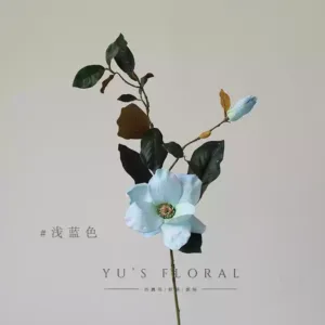 Simulated flower magnolia flower single branch fake flower Chinese style flower material indoor home decoration photography props foreign trade tail goods - light blue