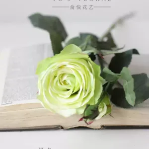Simulated flower beauty rose pink bud foreign trade last order light pink floral landscaping soft decoration wedding setting - green