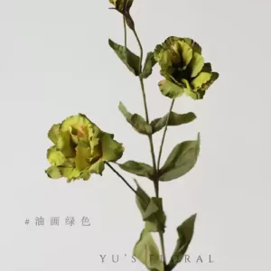 Artificial Flowers Retro Lisianthus Indoor Flowers Soft Decoration Floral Art Single Branch Artificial Flower Foreign Trade Export Final Order - oil painting green