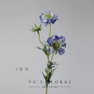 Artificial flower three-head cordyceps blue hotel display home decoration floral photography props soft furnishings artificial flowers - blue