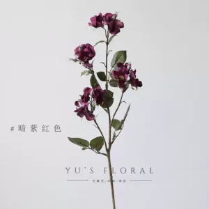 Simulated flower multi-headed small roses with light texture and flowers for home decoration, floral soft decoration, landscaping photography props - dark purple red