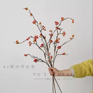 Simulated fruit southern snake vine wild fruit lonely wind single branch fake flower indoor home floral photography props soft decoration display - 3 small sticks red