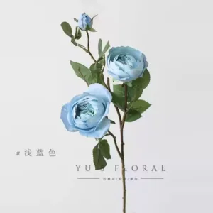 Artificial flowers, piano roses, home floral arrangements, soft decoration single artificial flowers, indoor flowers, foreign trade export final order - light blue