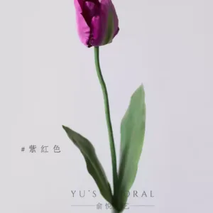 Simulated flowers, mist tulips, high-end home decoration, floral landscaping, photography props, single artificial flowers, foreign trade goods - Purple red