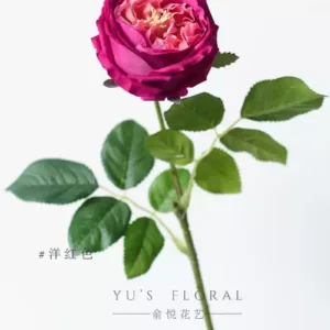 Simulated garden concave rose hand-feeling moisturizing single fake flower pink indoor home flower photography props - magenta