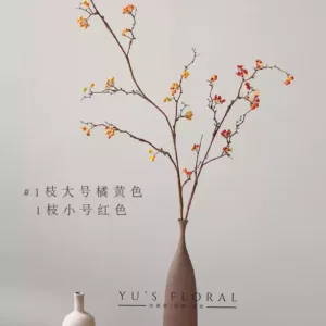 Simulated fruit southern snake vine wild fruit lonely wind single branch fake flower indoor home floral photography props soft decoration display - 1 large orange stick, 1 small red stick, vase not included