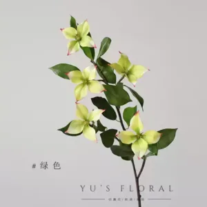 Artificial flower, medlar flower, four pointed petals, white, florist, landscaping, model room, decoration, photography props - green