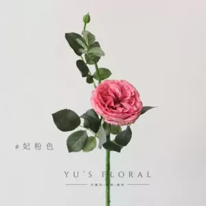 Artificial flower short branches Austin pink rose red home flower arrangement single artificial flower indoor decoration flower wedding arrangement - Princess pink