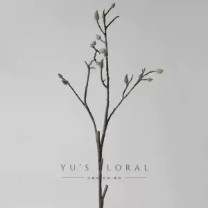 Simulated flower magnolia branch gray green wedding single branch fake flower home floral interior decoration photography props soft decoration display - gray green