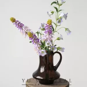 Artificial flower torch flower purple single branch artificial flower indoor home decoration floral photography props soft decoration display - Materials include vase
