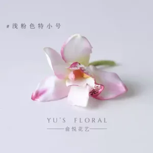 Simulated flower Cymbidium flower headdress, makeup and hair styling, handmade DIY accessories, French retro photography props - Type A-light pink extra small size