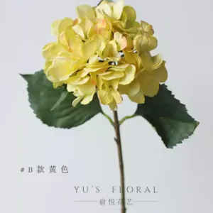 Artificial flower hydrangea home decoration single artificial flower silk flower soft decoration photography props floral landscaping soft decoration - Type B yellow