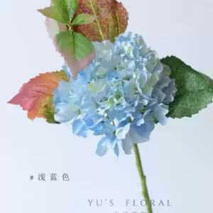Simulated flower curled hydrangea periwinkle pink single branch fake flower indoor wedding floral soft furnishing display home decoration - light blue