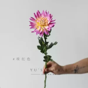 Artificial flowers, pine needle chrysanthemums, single artificial flowers, silk flowers, floral landscaping, home decoration, photography props, ornaments - rose red