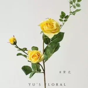 Artificial flower small rose garden multi-head single-branch artificial flower indoor decoration floral arrangement flower rose red wedding hall - yellow