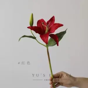 Artificial flowers, lilies, home decoration, space furnishings, table flowers, soft decoration floral art, photography props, silk flowers - red