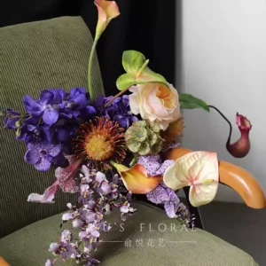Simulated flowers, hand holder, material package, wedding floral arrangement, retro natural style, not a finished bouquet, purchase with caution - 6# material package
