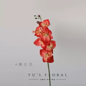 Artificial Flowers Phalaenopsis Orchid Orchid Home Decoration Artificial Flowers Model Room Ornaments Space Display Photography - orange red