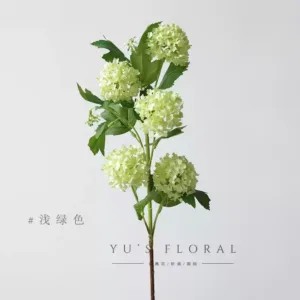 Simulated flower and tree hydrangea white green home single fake flower silk flower indoor decoration wedding decoration photography props - Five heads light green