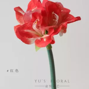 Simulated flower amaryllis, New Year's Eve flower, hand-feeling and moisturizing material, home floral decoration, Spring Festival atmosphere, soft furnishing props - red