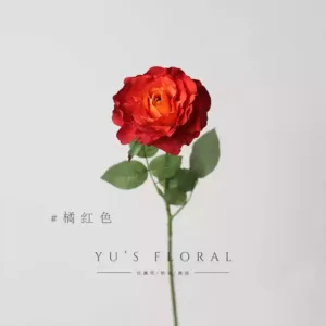 Artificial flower shimmer rose B style orange red home decoration single artificial flower placement flower foreign trade last order while stocks last - orange red