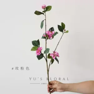 Artificial Flowers Camellia Chinese Style Artificial Flowers Interior Home Decoration Space Furnishings Ornaments Photography Props - rose pink