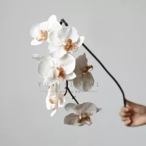 Simulated flower Phalaenopsis hand-painted version of Morandi color single fake flower home floral high simulation wedding layout props - Coffee pink