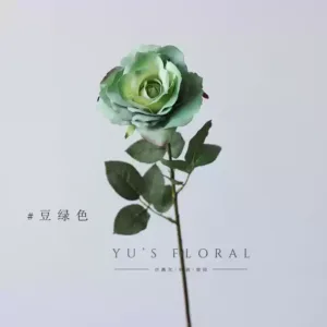 Artificial Flowers Legend Rose Retro Green Home Decoration Floral Artificial Flowers Indoor Flowers Foreign Trade Final Order - Bean green