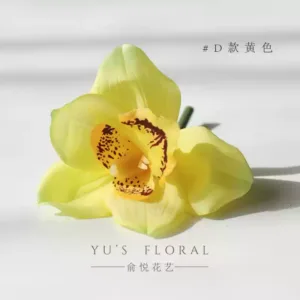 Simulated flower Cymbidium flower headdress, makeup and hair styling, handmade DIY accessories, French retro photography props - Type D-yellow