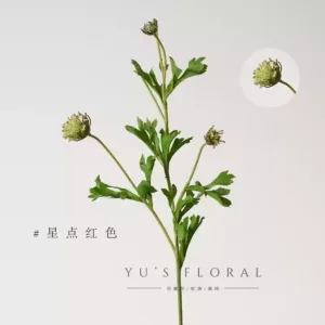 Simulated flowers, green pearl grass, hotel home decoration with leaves and flowers, light auxiliary materials, soft furnishings, photography props - star dot red