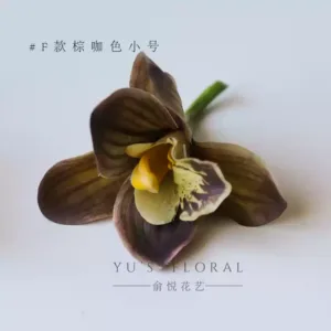 Simulated flower Cymbidium flower headdress, makeup and hair styling, handmade DIY accessories, French retro photography props - Type F-Brown Brown Small Size