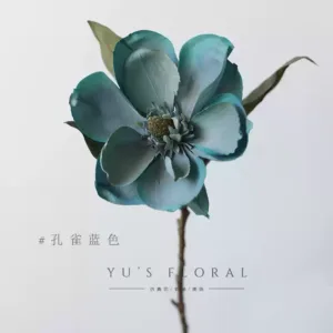 Simulated flower North American magnolia super large flower foreign trade last order retro fake flower photography props floral landscaping new Chinese style - peacock blue