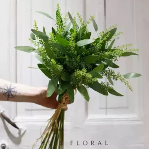 Simulated leaf material PU pointed leaf eucalyptus bouquet accessories home decoration floral landscaping model room flowers - A bunch of 15 stems Trumpet