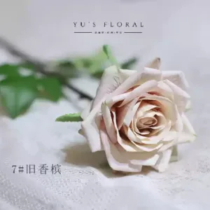 Artificial flower rose white small diameter wedding single artificial flower indoor home soft furnishings photography props - 7# old champagne