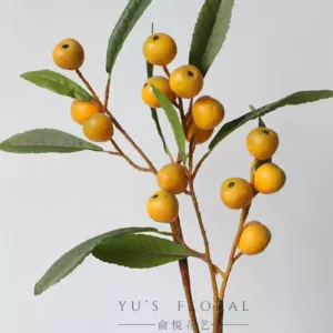 Simulated fruit loquat pipa fruit home decoration sample soft decoration floral vase flower arrangement single branch fake fruit autumn color - 2 sticks