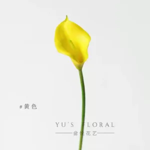 Simulated flower calla lily light luxury high-end soft glue calla lily small single branch fake flower decoration photography props ornaments soft decoration - yellow
