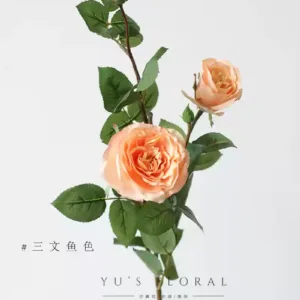 Artificial flower multi-head Barbie rose salmon indoor home decoration flower single artificial flower foreign trade export last order - salmon color