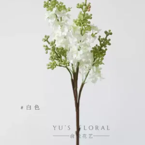 Artificial flower lilac single branch artificial flower silk flower home decoration photography props indoor soft furnishings light luxury - White