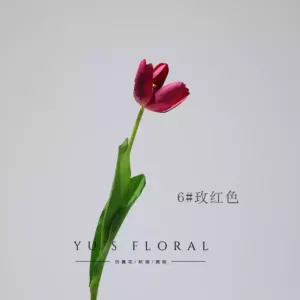 Artificial flowers tulips artificial flowers light luxury high-end single moisturizing hand-feel silk flower landscaping ornaments home soft decoration photography - 6# rose red