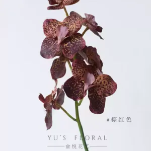 Artificial flower Orchid purple home floral soft furnishing display single artificial flower indoor engagement wedding photography props - brown red