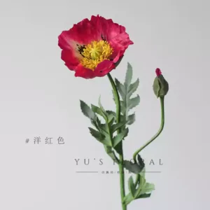 Simulated poppies, pink fake flowers, flower ornaments, photography props, soft decoration display, foreign trade flowers, floral landscaping - magenta